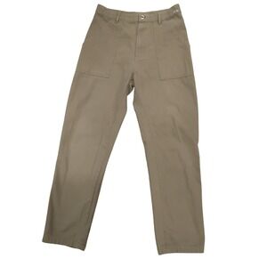 P&Co Khaki Herringbone Cotton Fatigue Trousers Straight Leg Pants